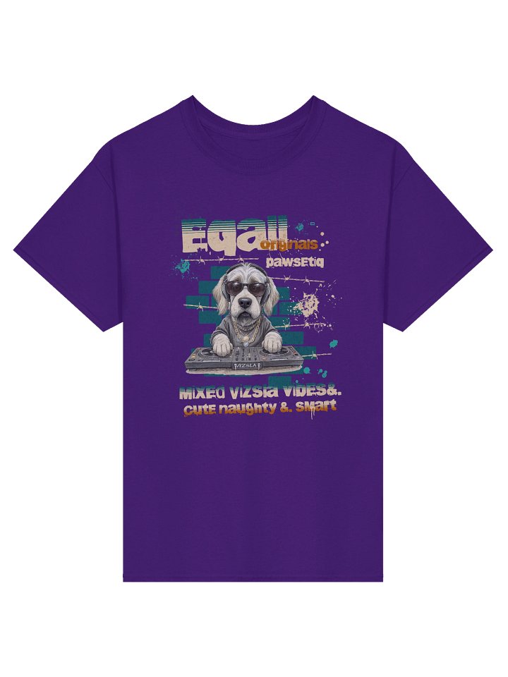 Urban DJ Dog VIZSLATIQ Vibes Heavyweight PAWSETIQ 100% Cotton T-shirt by EQALL® Originals_Green_Mustard_Beige product image (2)