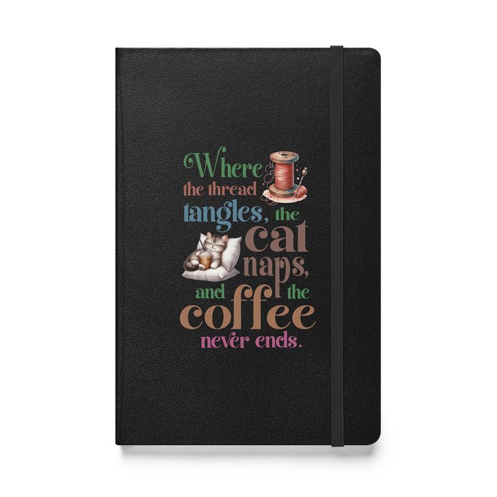 Whimsical Cat & Thread Hardcover Journal product image (1)