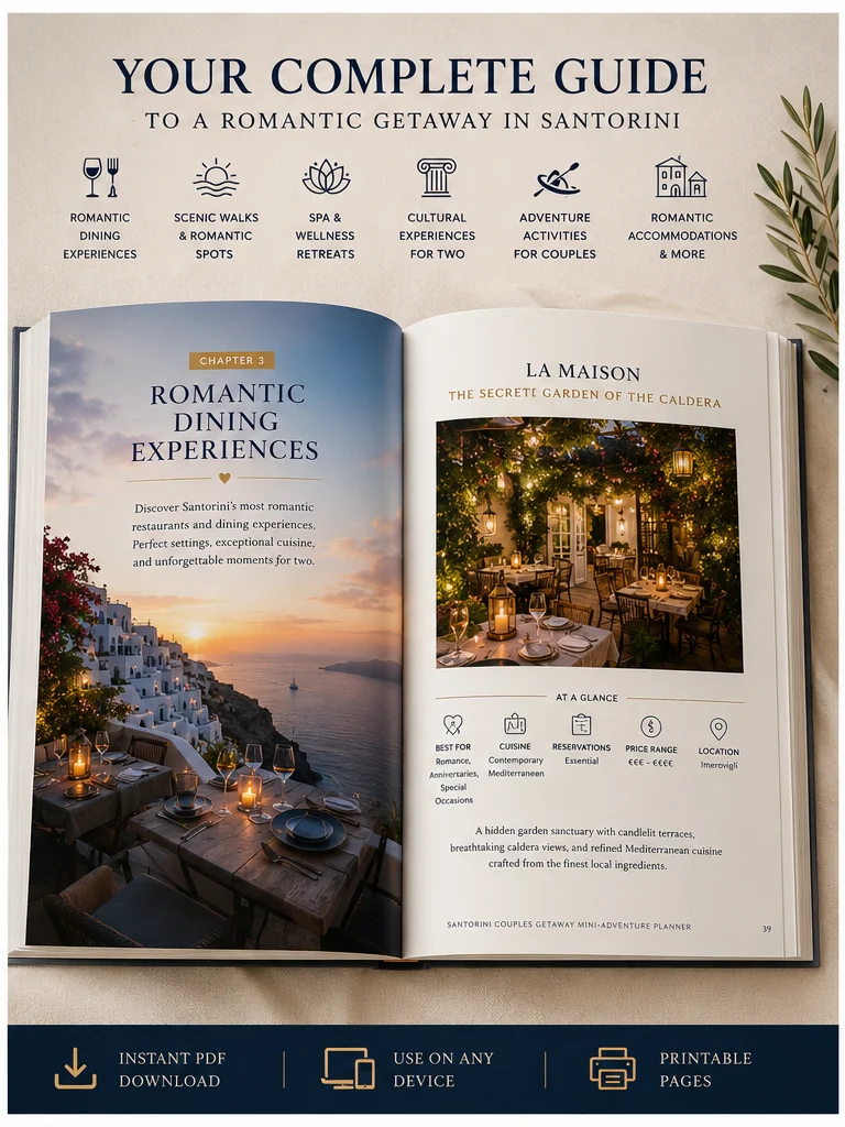 Santorini Couples Getaway Mini-Adventure Planner | Romantic Travel Guide & Honeymoon Planner PDF product image (3)