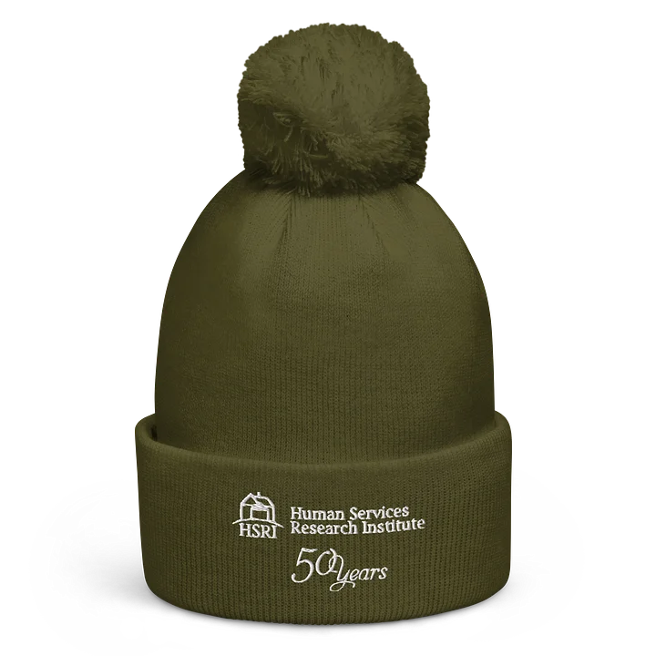 50th Anniversary Beanie Hat with Pompom - Forest Green - Embroidered product image (1)