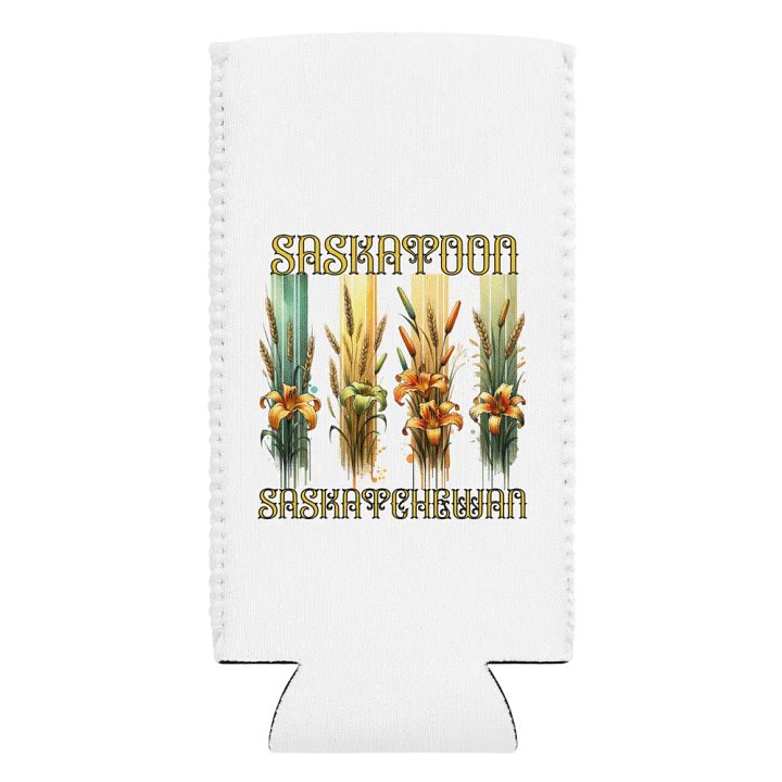 Saskatoon Saskatchewan 4 Vertical Tiger Lily Wheat Vintage Can Cooler product image (2)