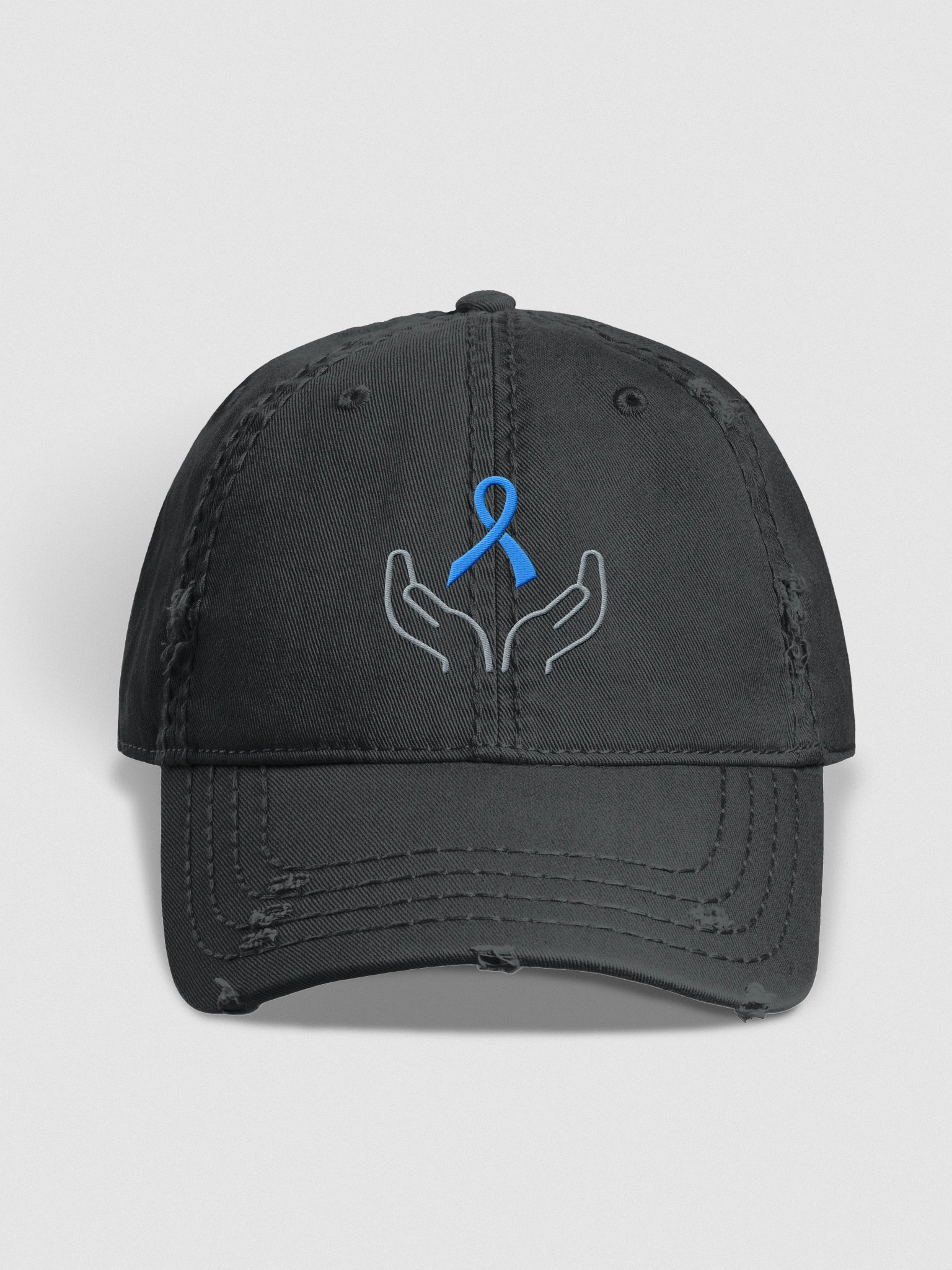 Awareness Blue Ribbon Distressed Dad Hat - FightProstateCancer - Embroidered product image (1)