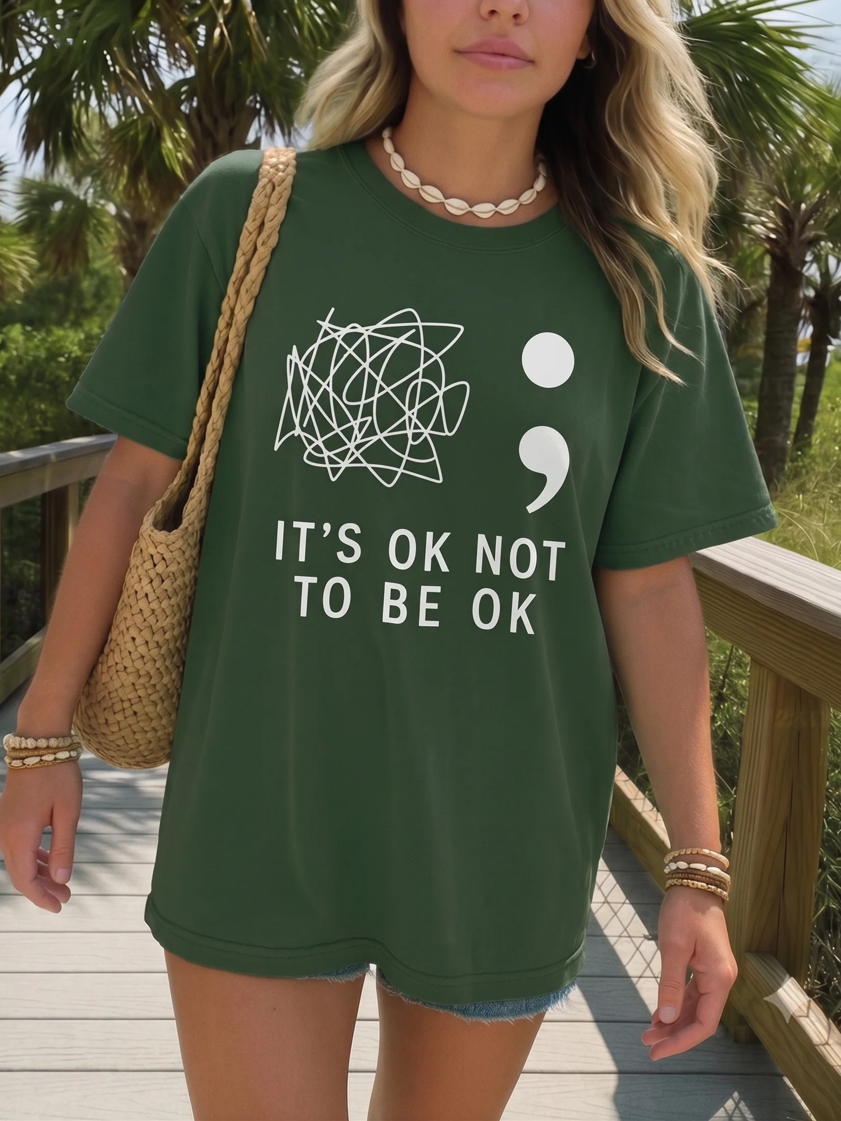It’s OK Not To Be OK – Semicolon Mental Health Awareness T-Shirt product image (2)