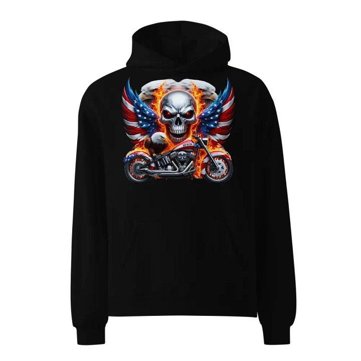 Patriotic Skull & Motorcycle Oversized Hoodie #3 product image (1)