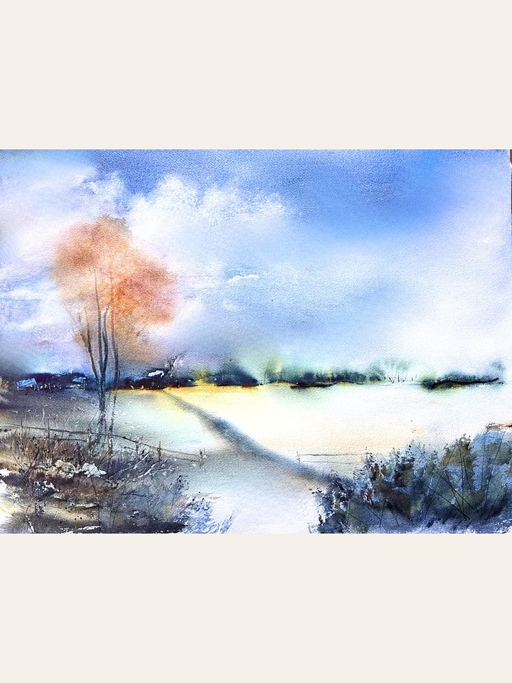 Winter's Breath – Original Watercolor Landscape, Blue Ridge Mountains product image (1)