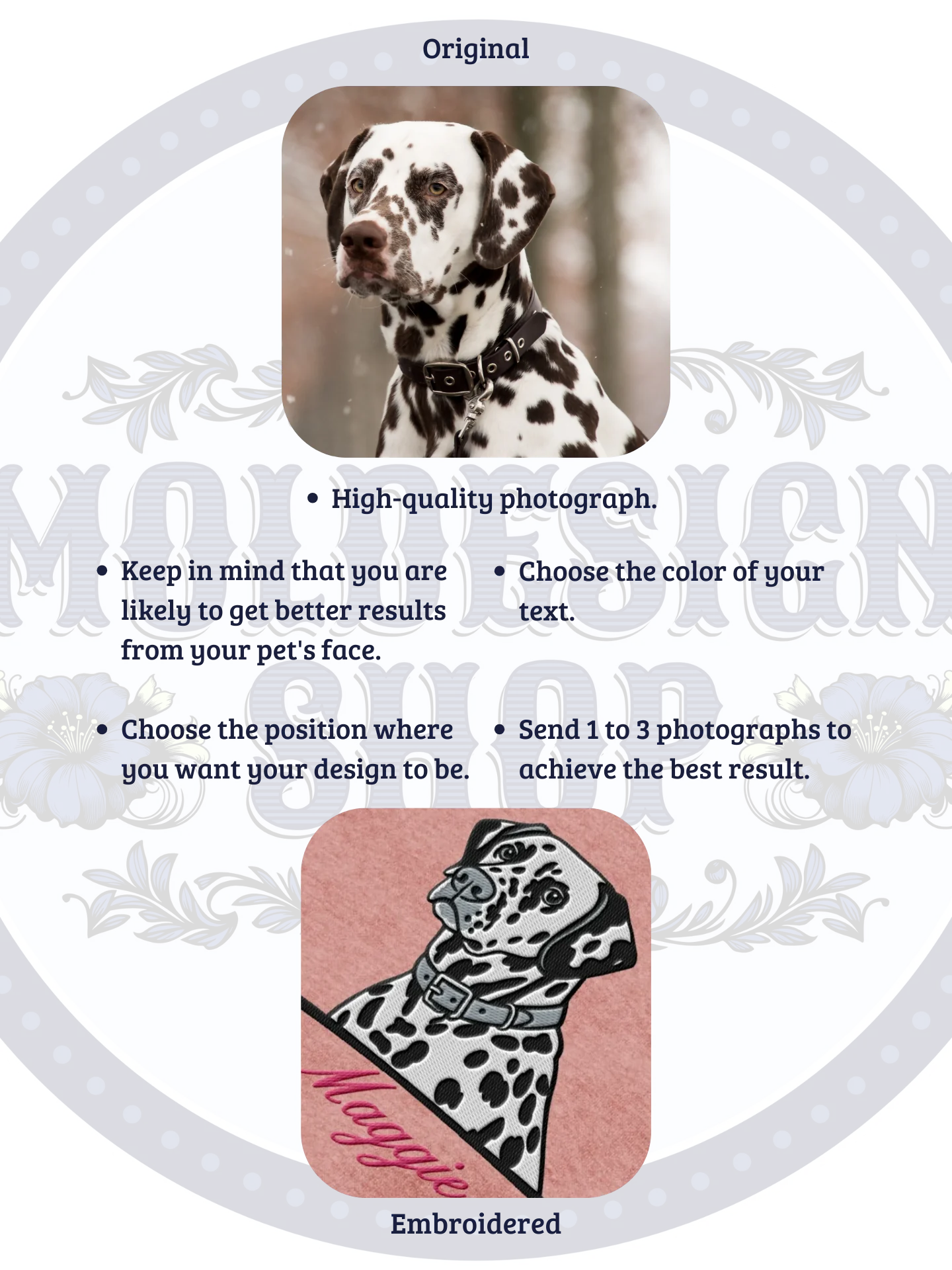 YOUR DALMATIAN! / HOODIE WITH PERSONALIZED NAME / EMBROIDERED product image (5)