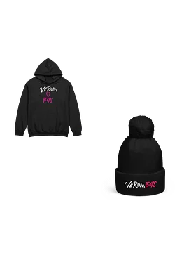 Verum Boys Beanie and Hoodie Bundle (White/Pink)