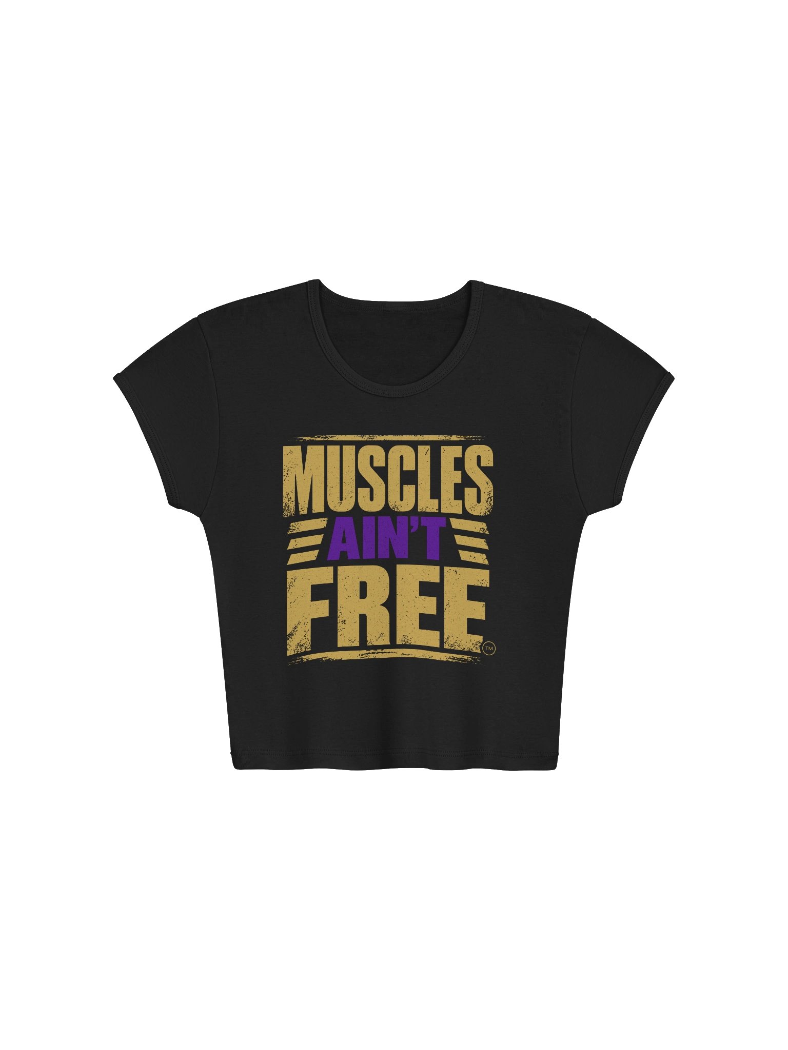 The "Muscles Ain't Free" Women's Royal Gold & Purple Crop Top product image (1)