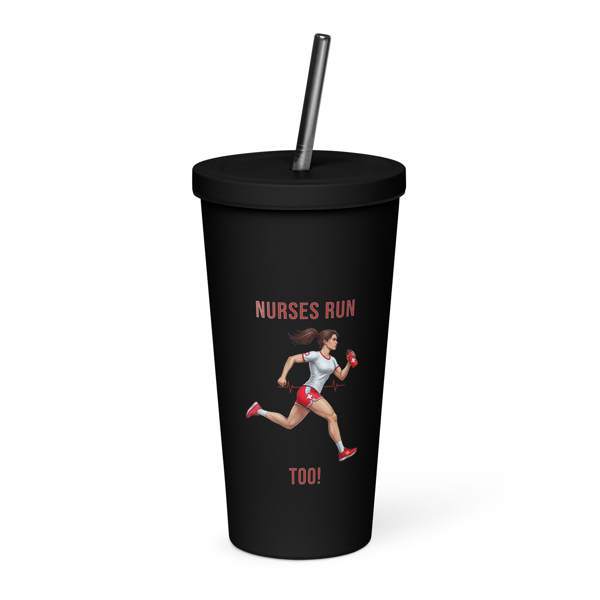 Nurse Athlete Tumbler with Straw | Ladies Running Edition product image (3)
