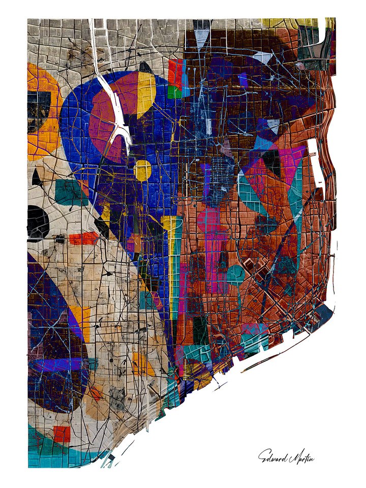 'Shore Line' by Edward Martin-Mixed Media Collage Map Poster product image (1)