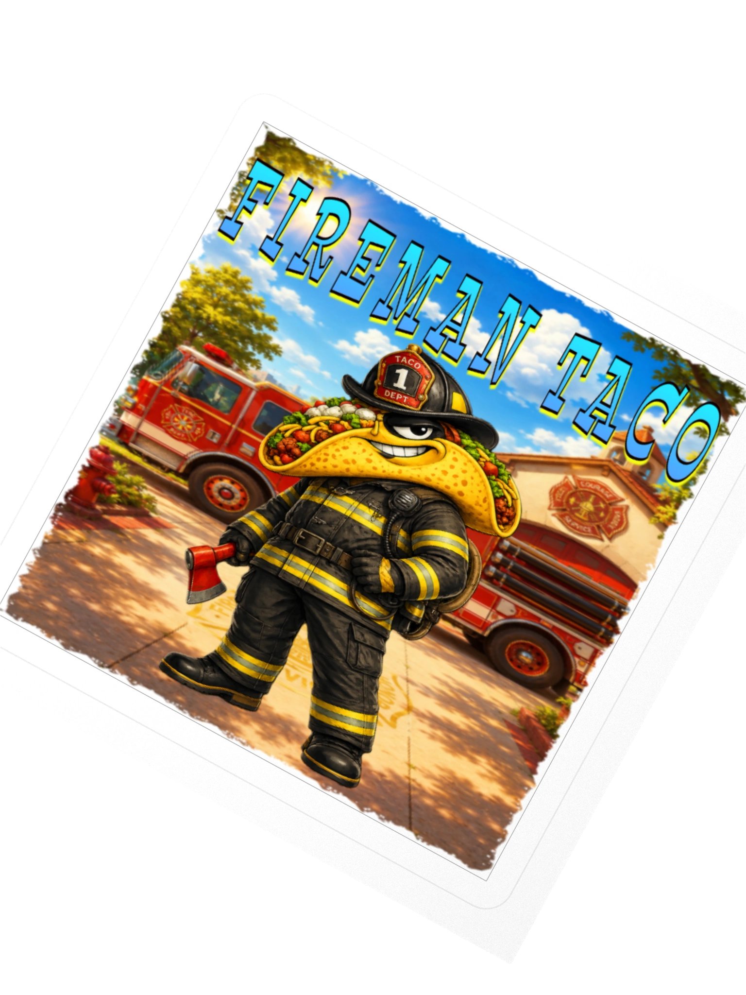 Fireman Taco Kiss Cut Sticker - The Taco Family product image (5)