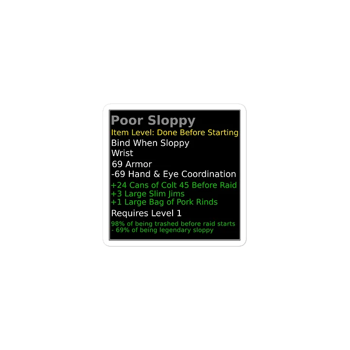 Poor Sloppy Game-Stat Meme Sticker product image (2)