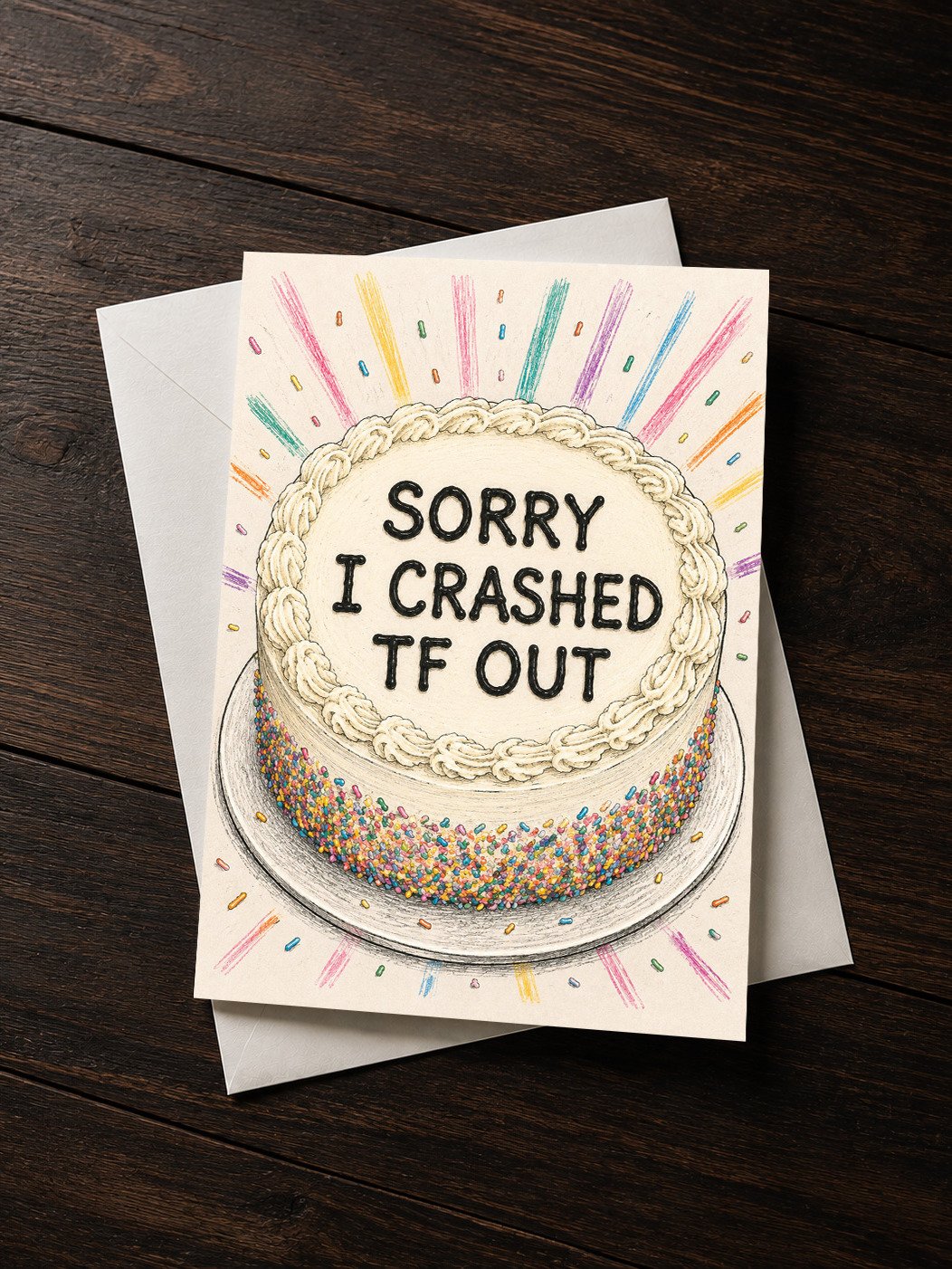 Sorry I Crashed TF Out Greeting Card product image (1)