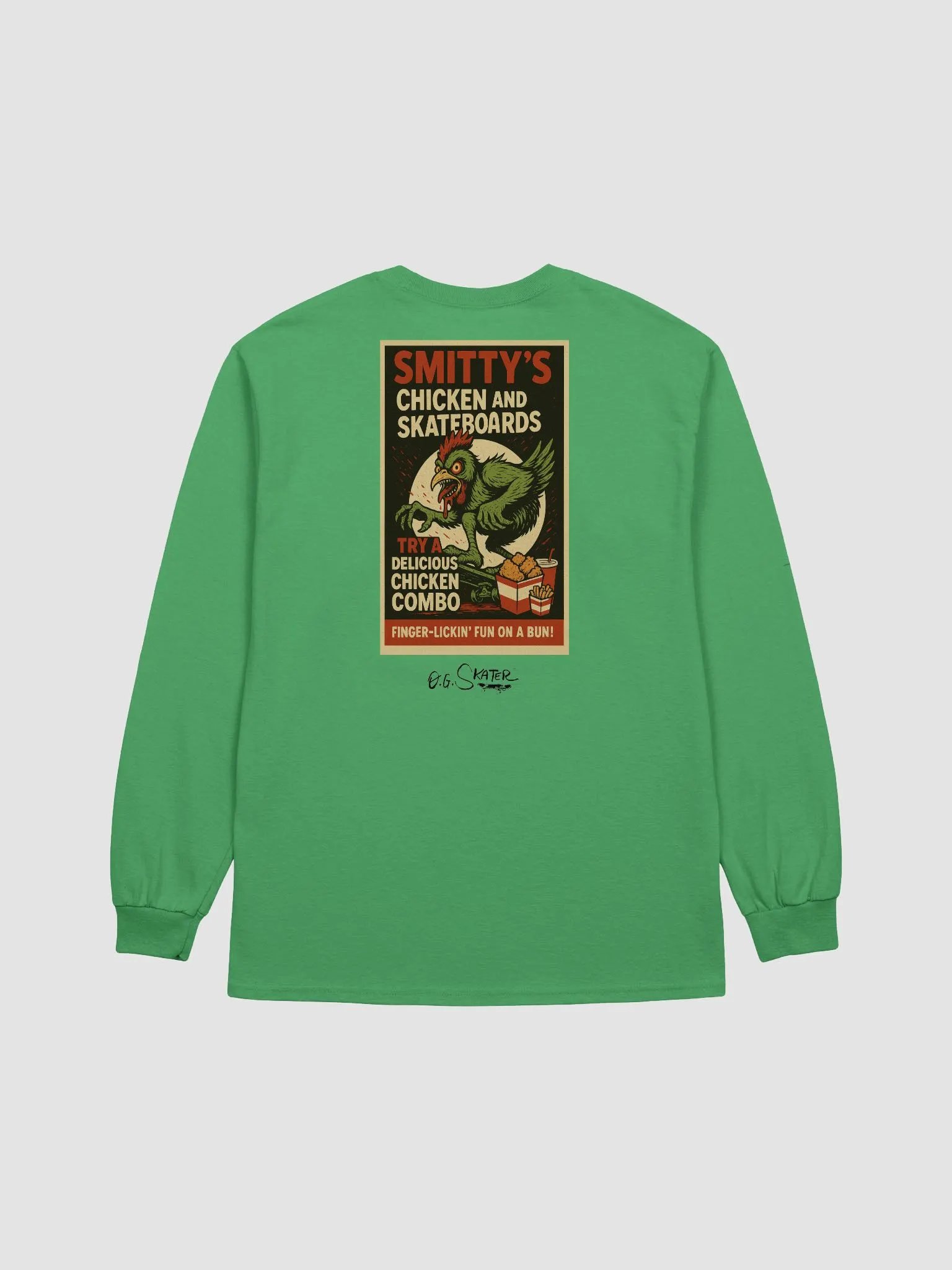 “Smitty's Chicken & Skateboards” (long sleeve) product image (2)