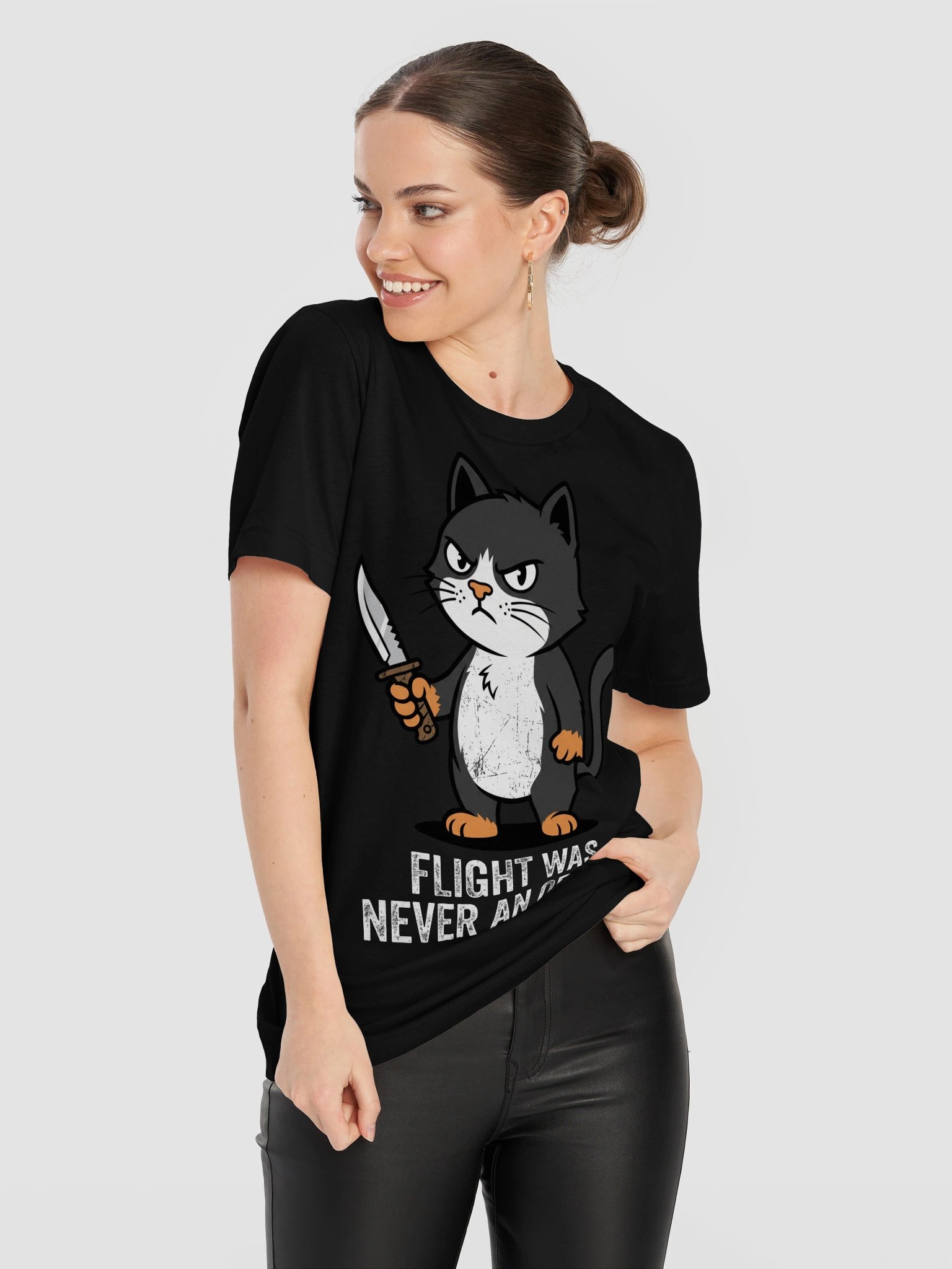 Flight Was Never An Option T-Shirt – Funny Grumpy Cat Tee product image (8)