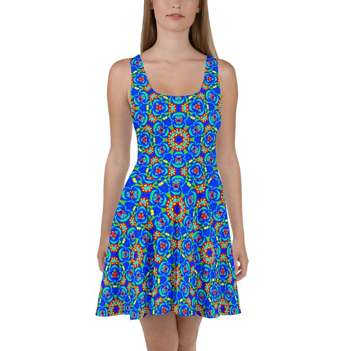 Blue Persian Floral Skater Dress product image (2)