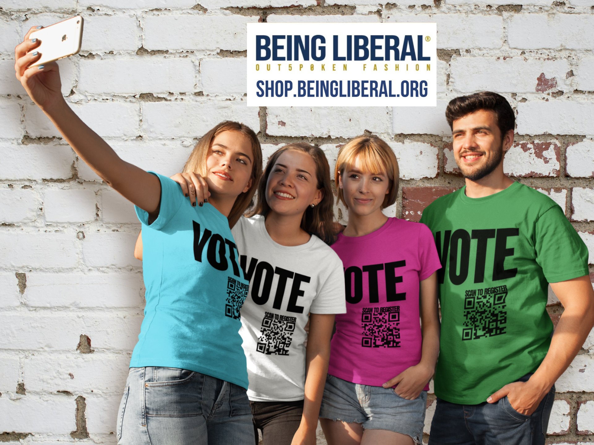 VOTE Scan to Register QR Code T-Shirt - Being Liberal product image (3)