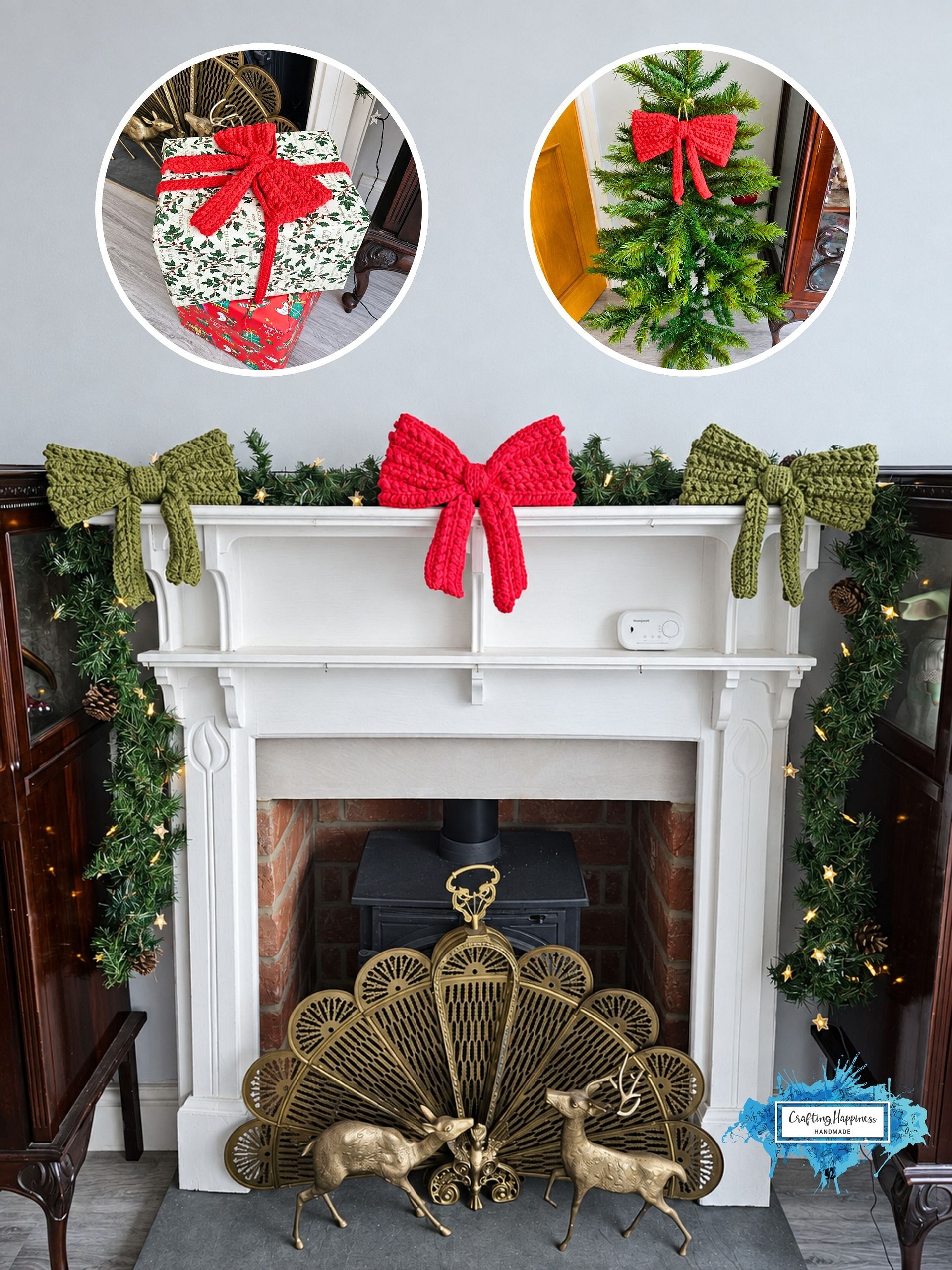 CROCHET PATTERNS + VIDEO | Xmas Bow Pattern pdf | Tree Wreath Gift Decor | Moon Fern Christmas Collection | Holiday Decor product image (5)