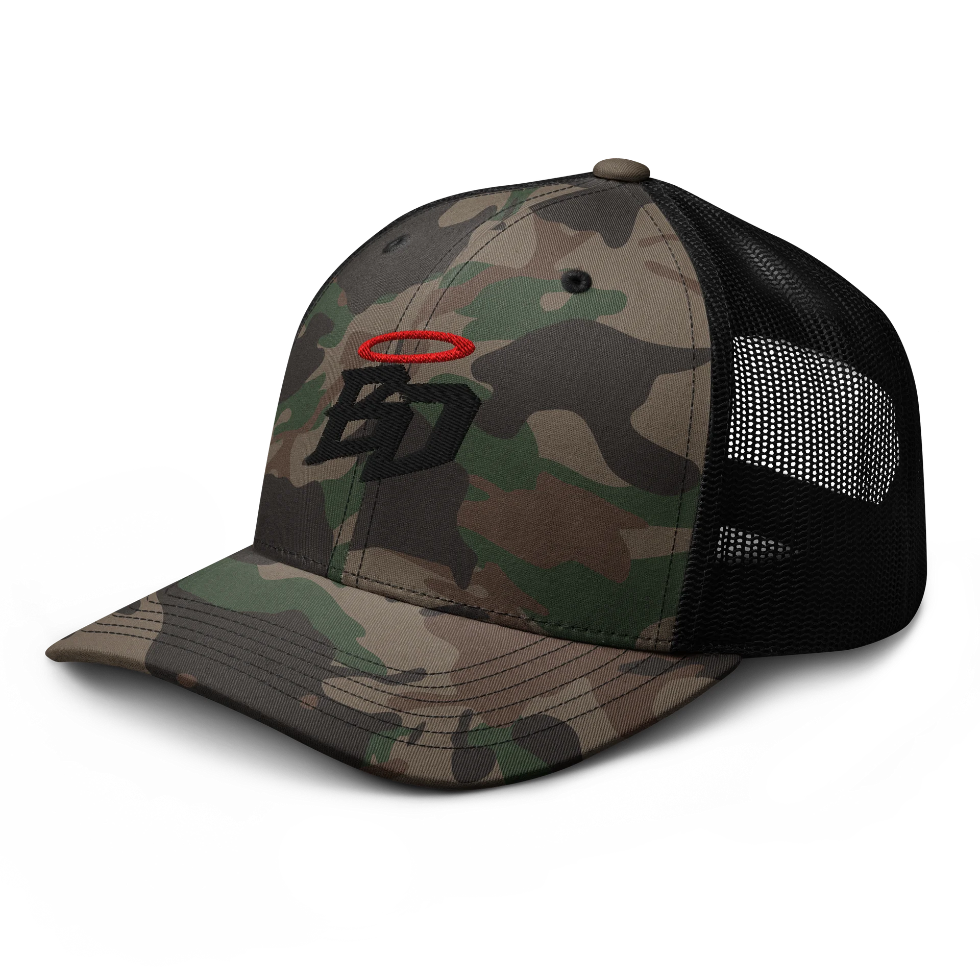 Booty Demon BD Lettermark Men's Camo Embroidered Trucker Hat product image (6)