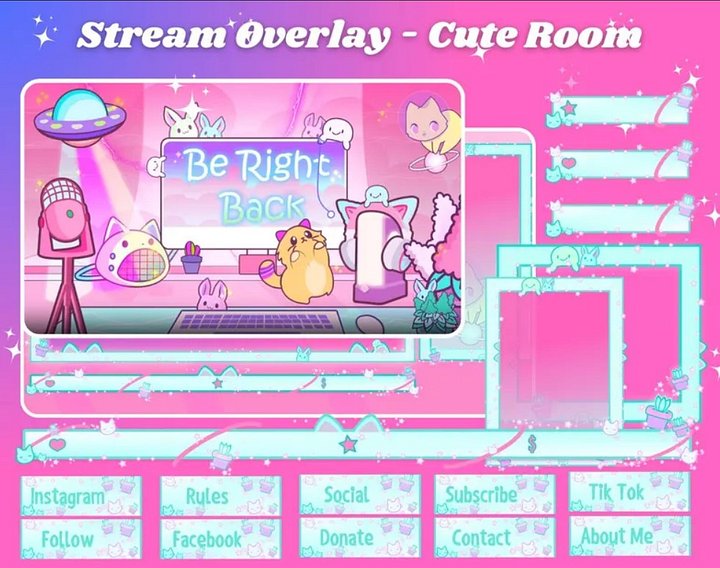 Free Cute Room Stream Overlay Colorful Pack, Stream Overlay Colorful, Animated Stream Overlay, Twitch Overlay Animated, Stream Overlay pack product image (1)