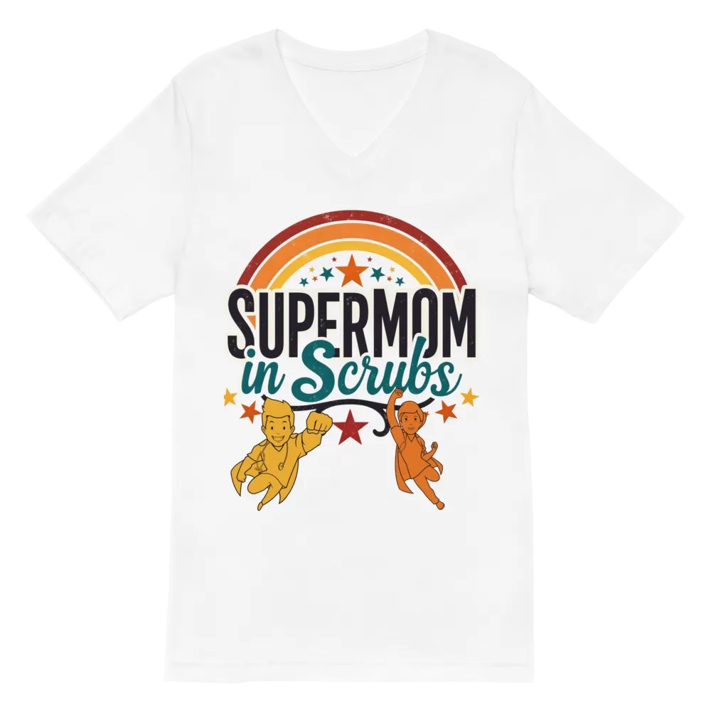 Supermom in Scrubs Rainbow V-Neck Tee product image (2)