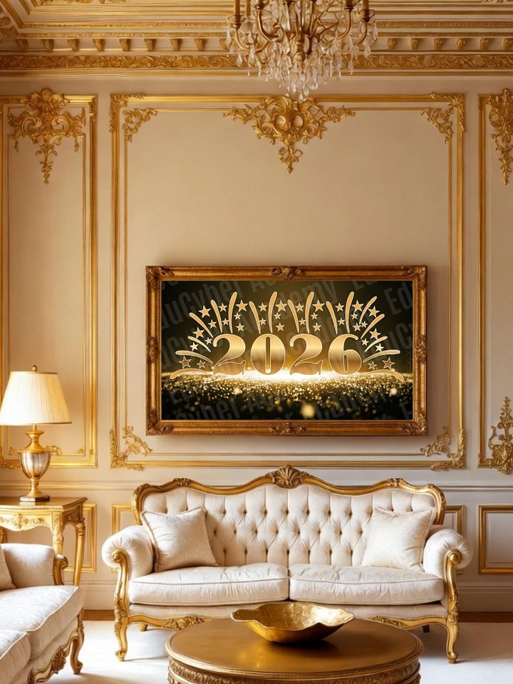 Picture Frame TV Art 2026 New Year’s Eve Celebration Party Decoration, Desktop Laptop Wallpaper, Festive Elegant Digital Background product image (2)
