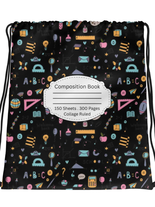 Chalkboard Chic Composition Inspired Essential Gym Drawstring Bag product image (2)