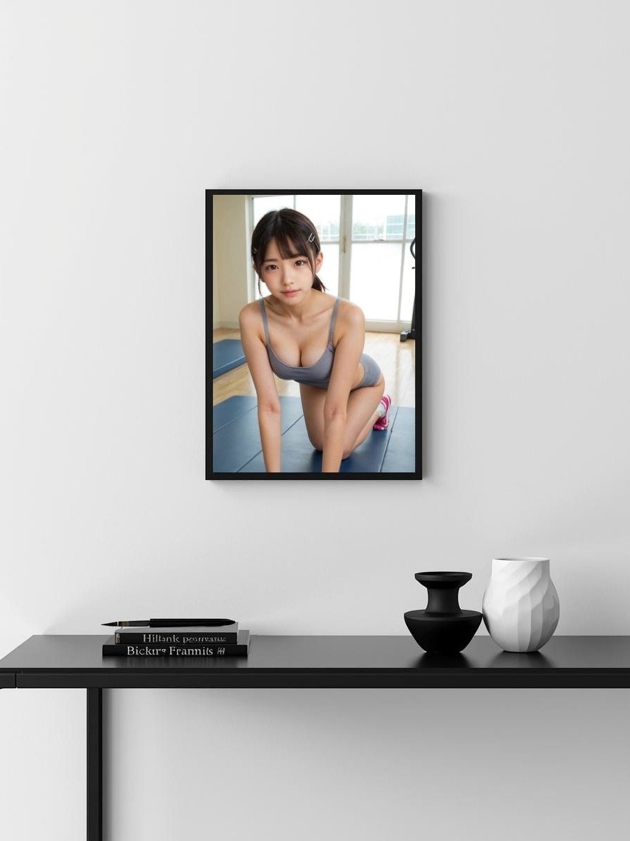 Kawaii Grey Athletic Outfit Girl 8x10 Metal Wall Art – Gym Model Metal Poster product image (3)