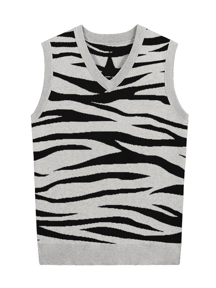 F&F WHT Tiger Style Knitted V-Neck Vest product image (1)