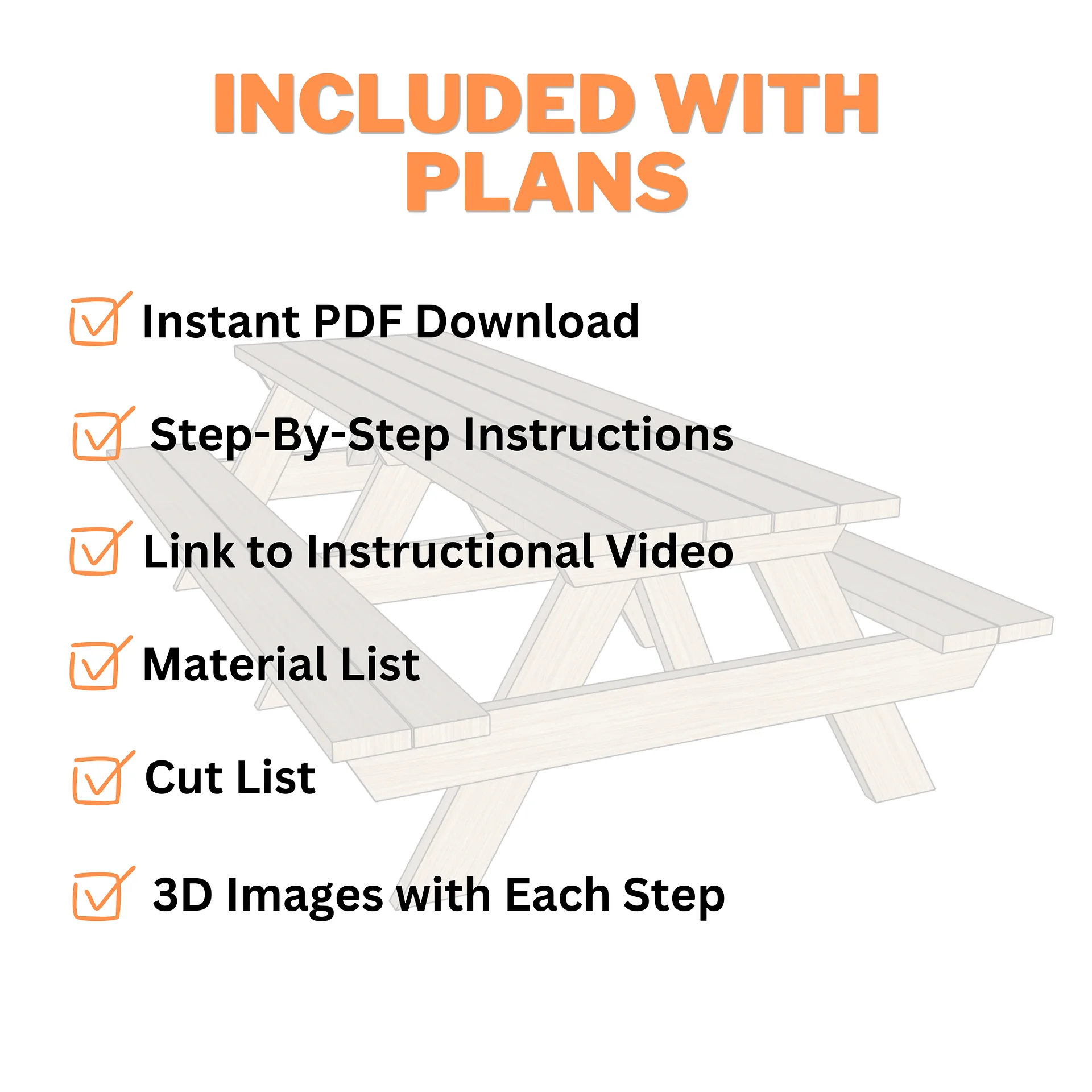 8ft Picnic Table Plans (PDF) product image (4)