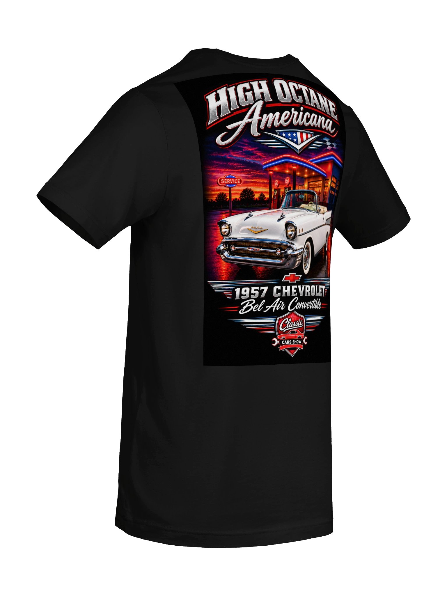1957 Chevrolet Bel Air Convertible – High Octane Americana T-Shirt product image (8)