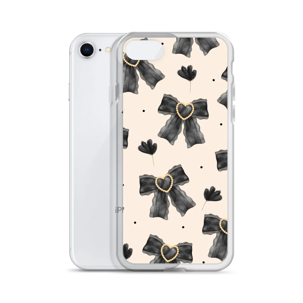 Watercolor Beaded-Heart Bow Clear iPhone Case product image (55)