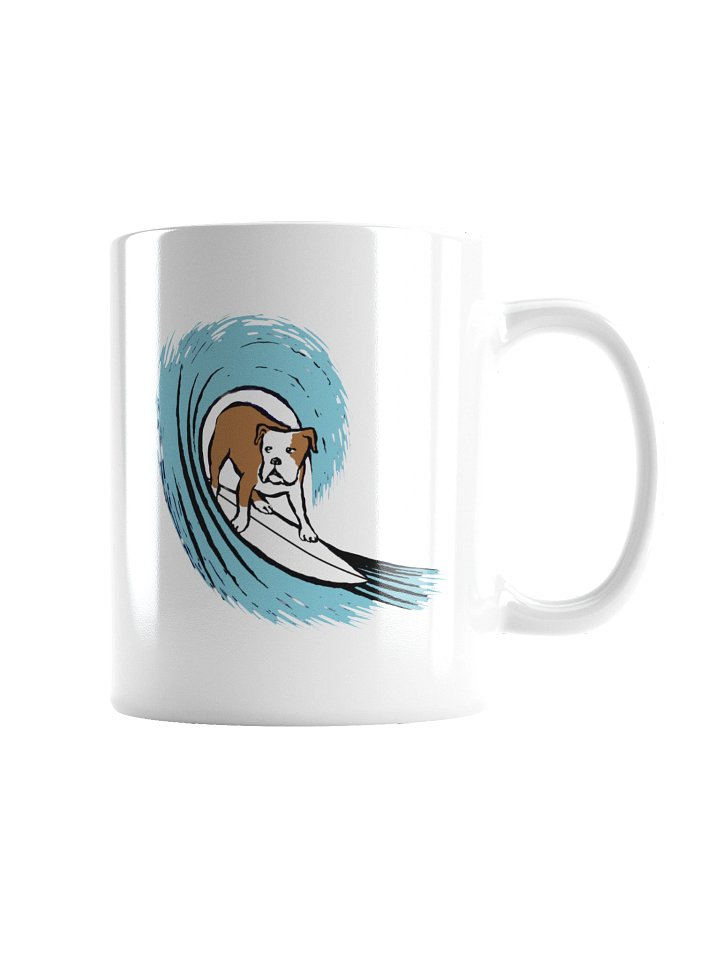 Surfing Bulldog White Glossy Mug product image (4)