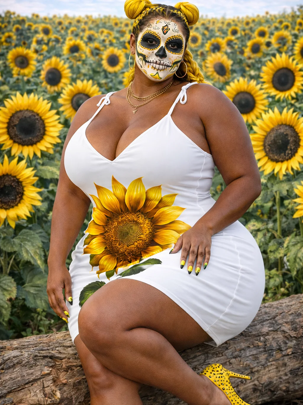 Sunflower Serenade Print Slip Dress product image (9)