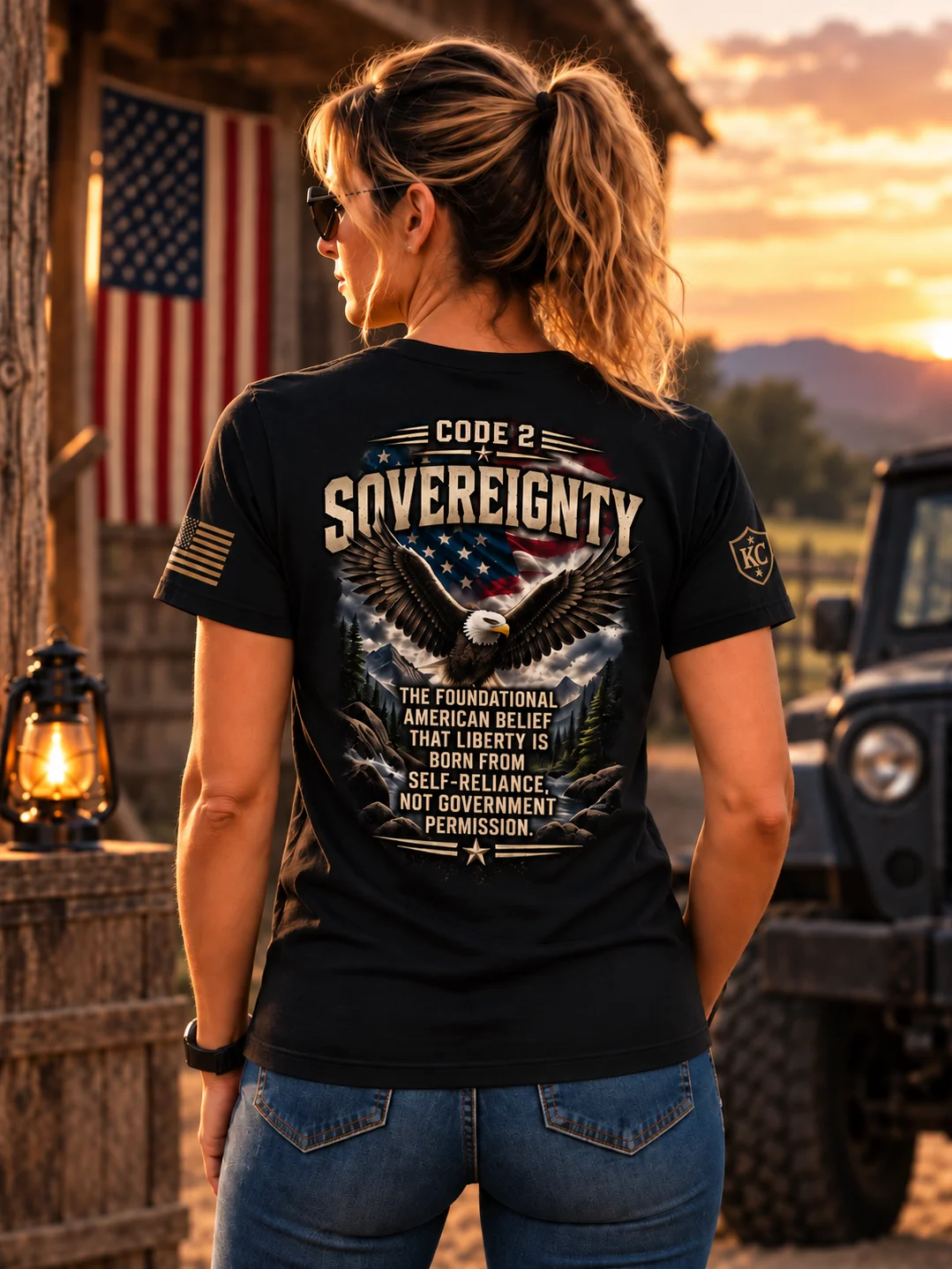 Women’s Sovereignty Patriotic Eagle Graphic T-Shirt product image (1)