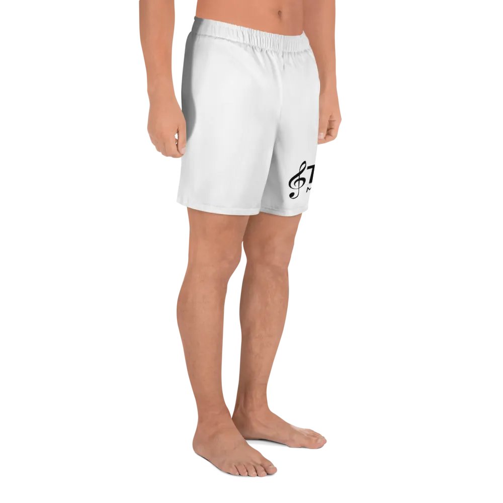 TDS Music Unisex Athletic Long Shorts - Exclusive Musical Design, White, Eco-Friendly product image (8)