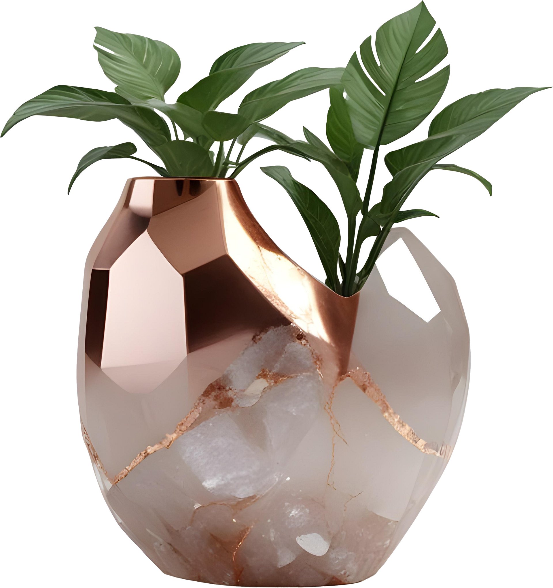 Glamour Organique – vase quart & bronze, PNG product image (1)