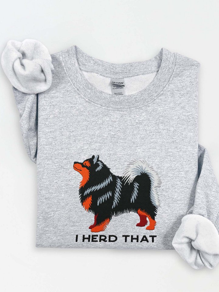 I Herd That Sweatshirt (Embroidered) of a Finnish Lapphund(Black & Tan) product image (1)