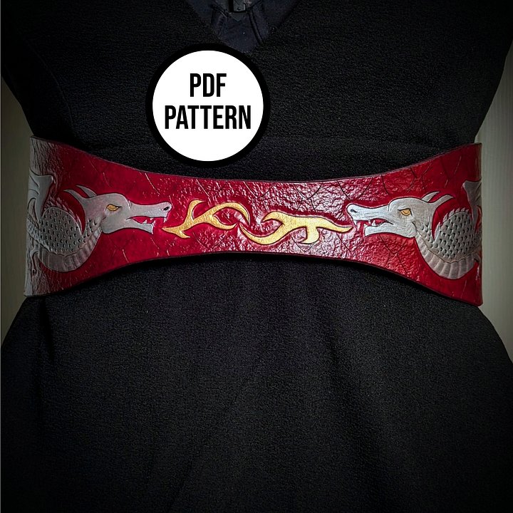 Leather Corset Belt with Dragons - PDF Pattern for Leatherwork product image (2)