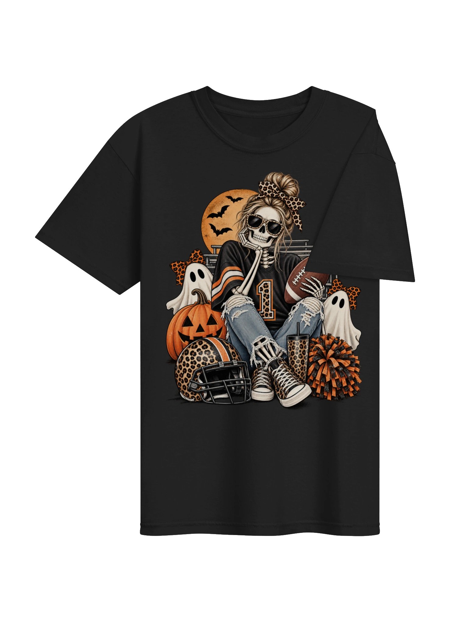 Spooky Football Mom Shirt, Comfort Colors® Tee, Halloween Football Mom Shirt, Skeleton Football Tee, Game Day Mom, Fall Football Shirt product image (5)