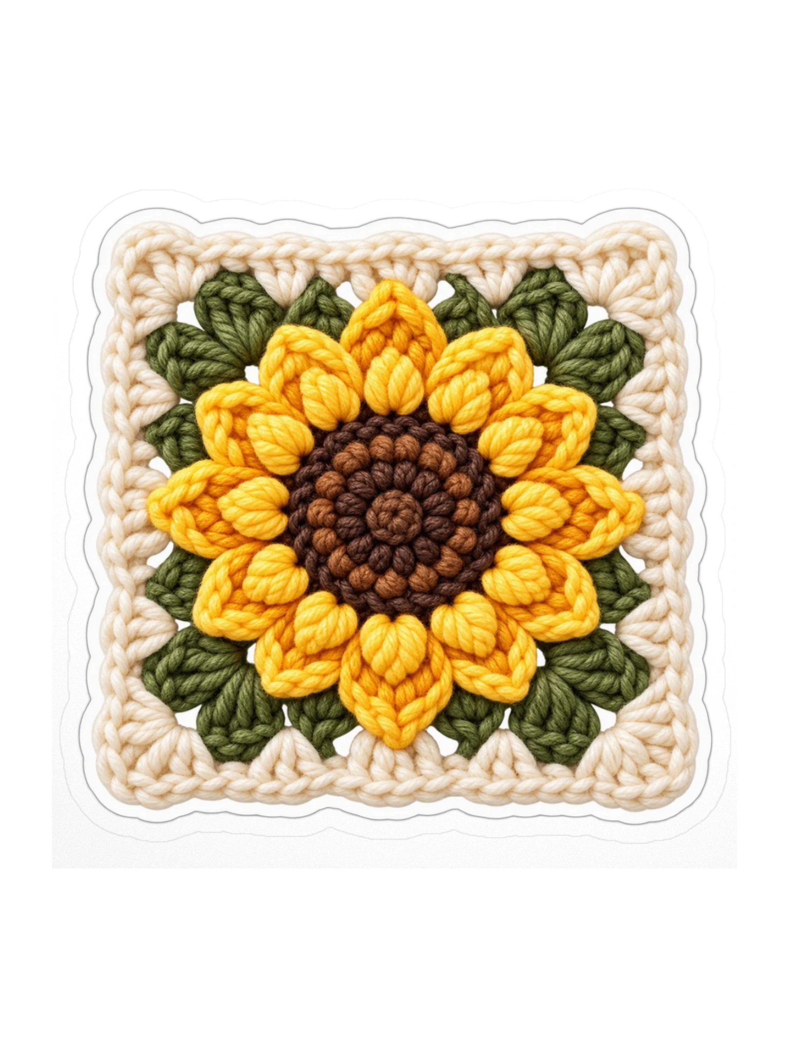Sunflower Granny Square Sticker | Crochet Flower Water Bottle Sticker product image (1)