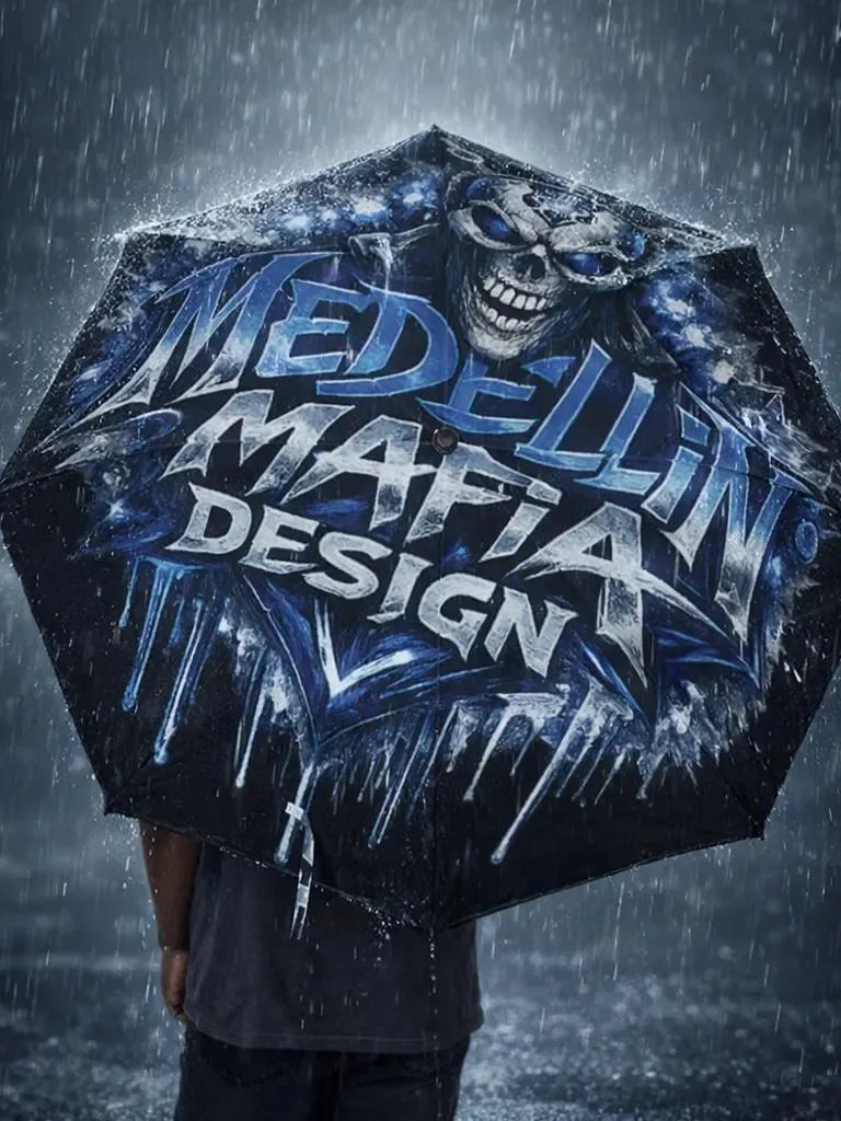 Blue Skull Graffiti Umbrella | Foldable Rain Umbrella product image (1)