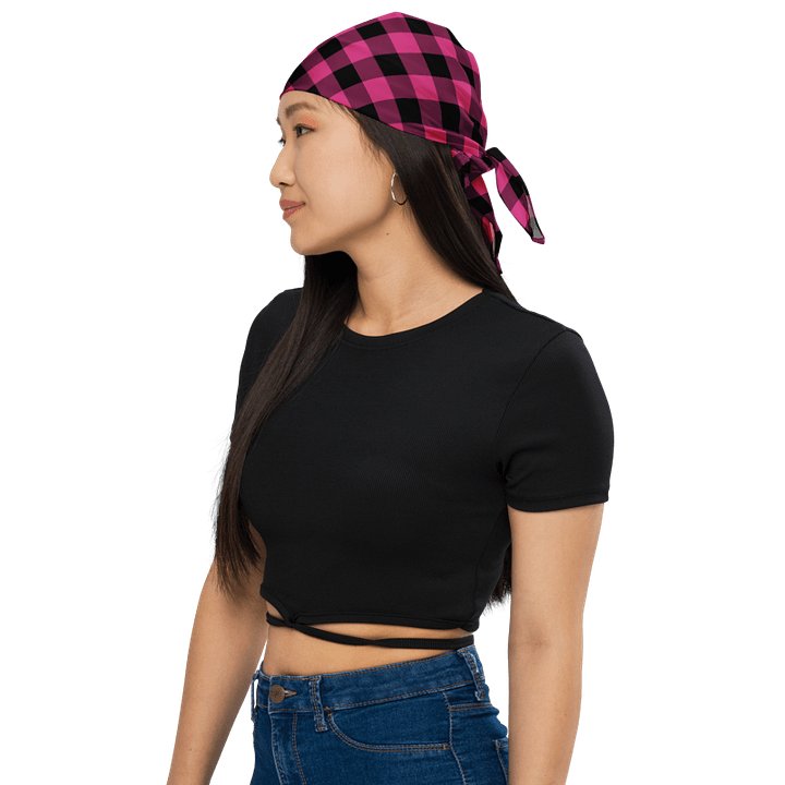 Bright Pink Buffalo Check Bandana product image (1)