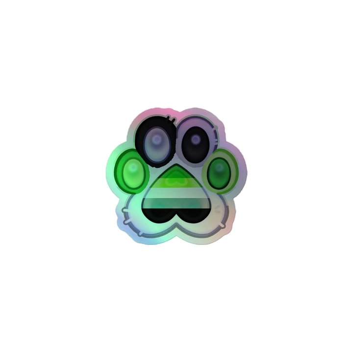 Aromantic Pride Paw Print Holographic Kiss Cut Sticker product image (1)