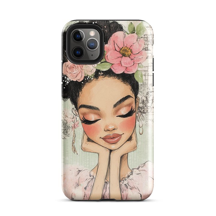 Pretty Black Girl iPhone® Tough Case – Floral Crown Art | Dual-Layer Protection product image (2)