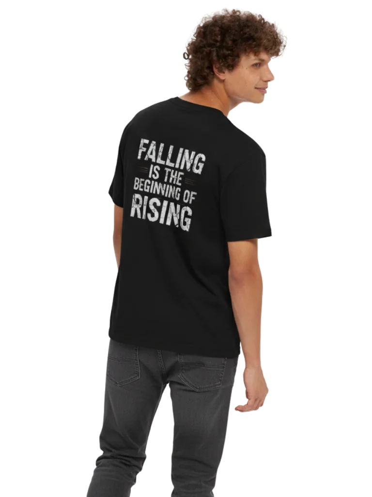 Falling Is the Beginning of Rising | Motivational Red Graphic T-Shirt – Authentic Warrior product image (1)