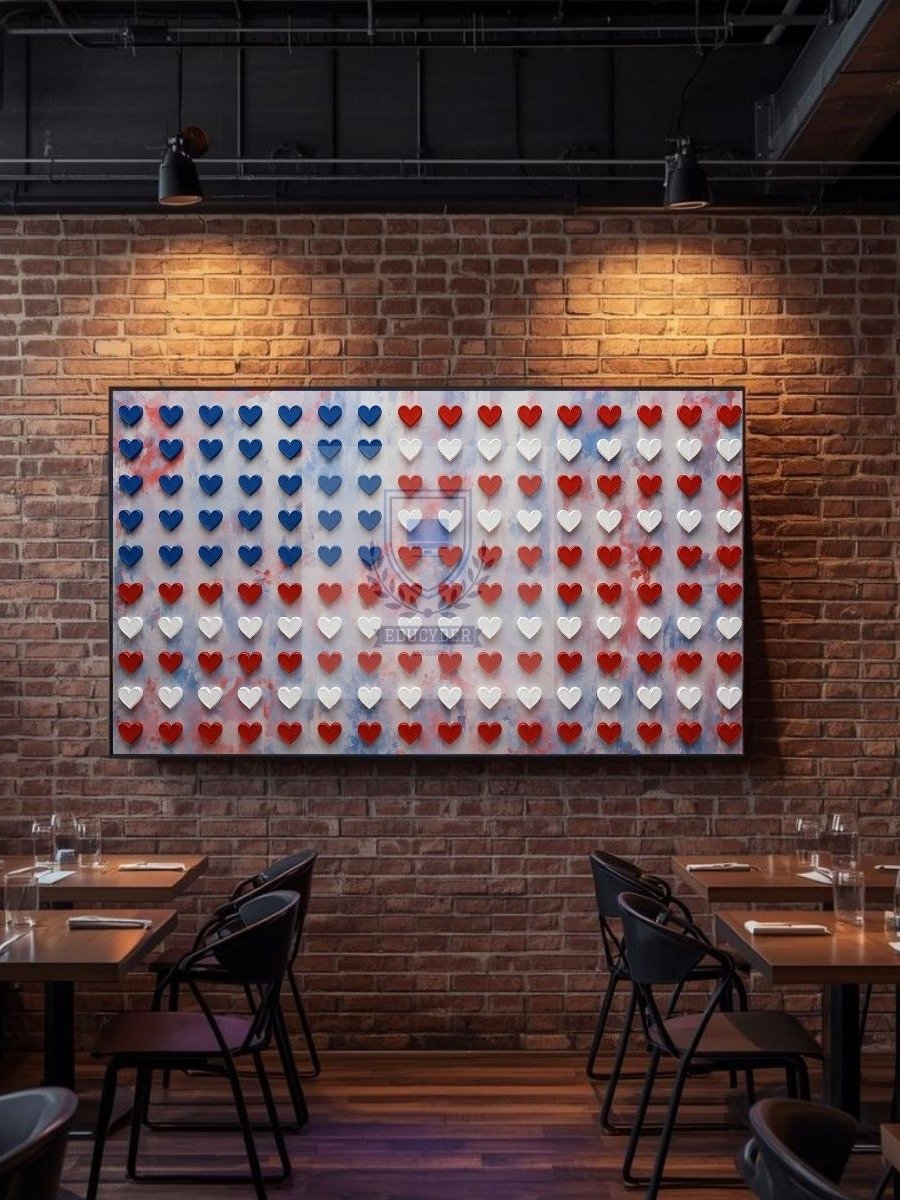 Patriotic Hearts Frame TV Art, Red White & Blue Oil Painting Aesthetic Digital Download product image (6)