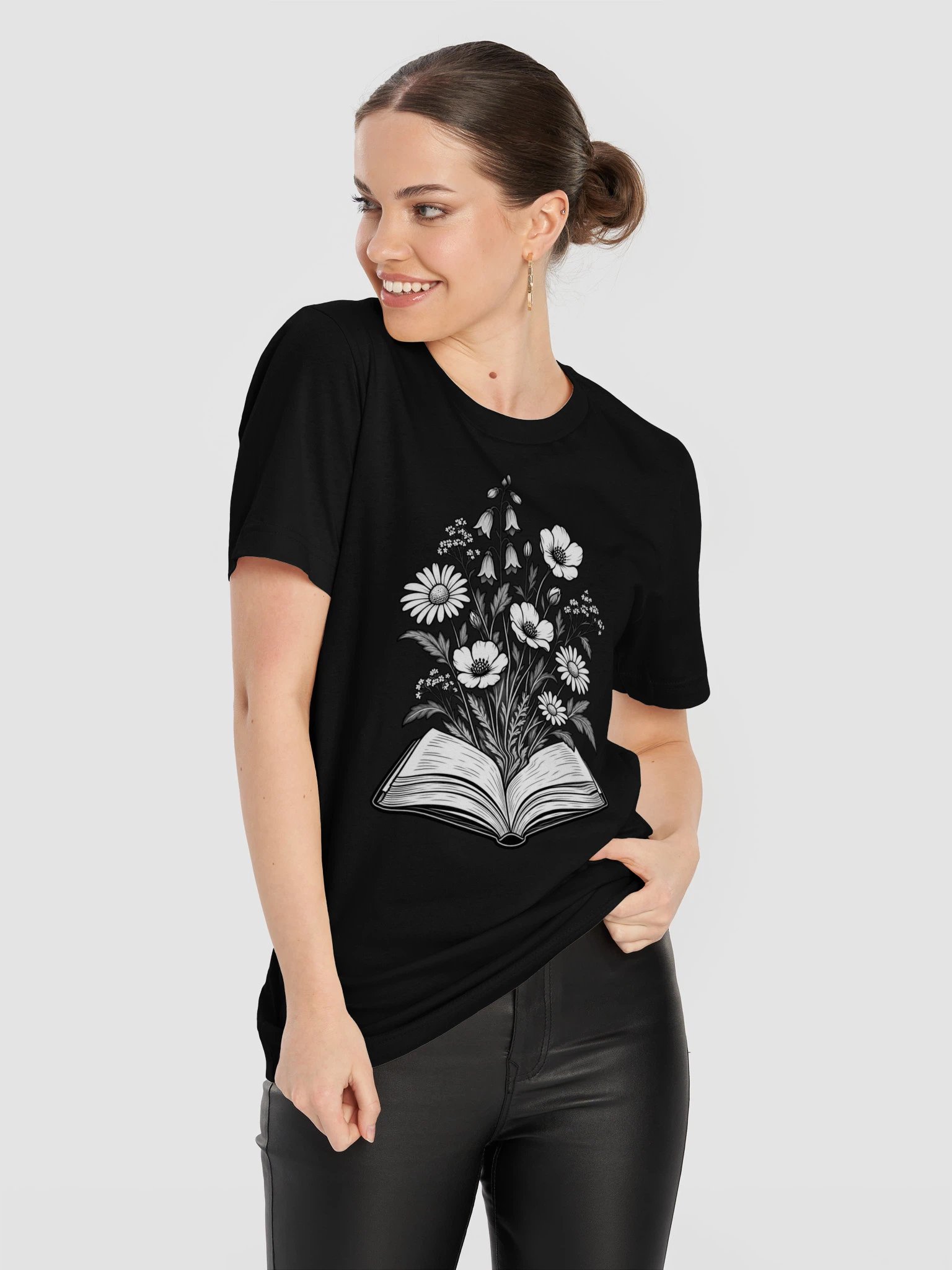 Pages in Bloom Black and White T-Shirt product image (8)