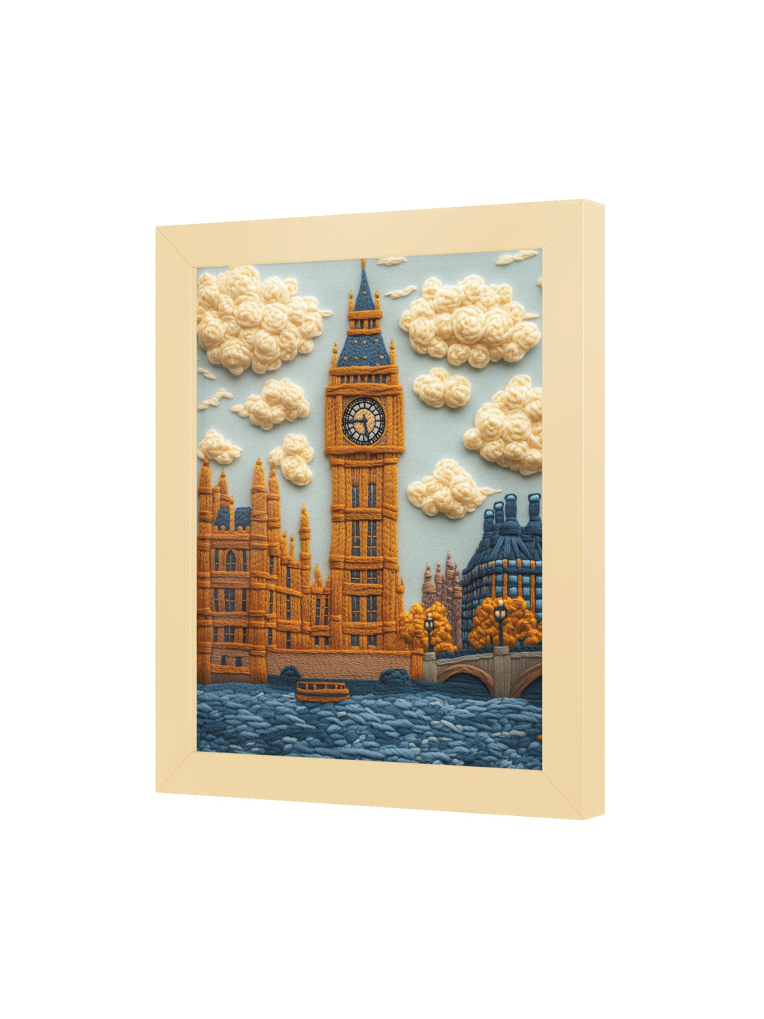 London by the Thames | Embroidery-Style Wall Art — Framed Print product image (3)